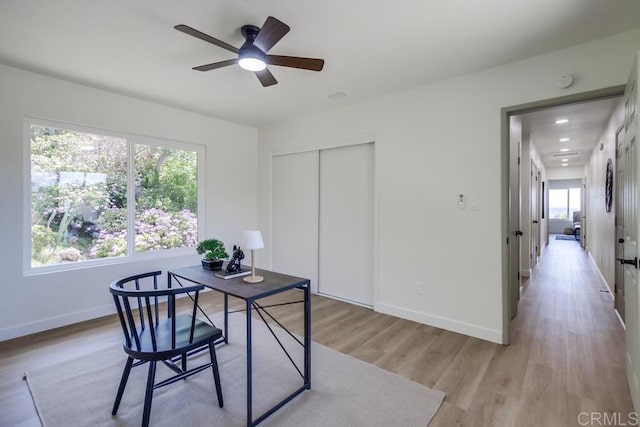 2451 Helix St, Spring Valley, CA 91977 - office area featuring ceiling fan and light wood-type flooring