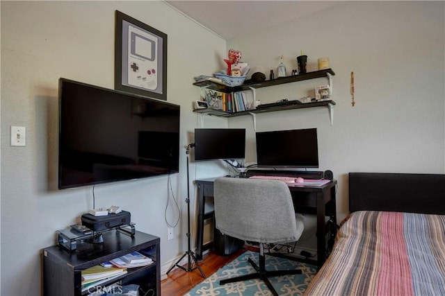 1808 Cave St, Redlands, CA 92374 - bedroom with wood finished floors and a desk