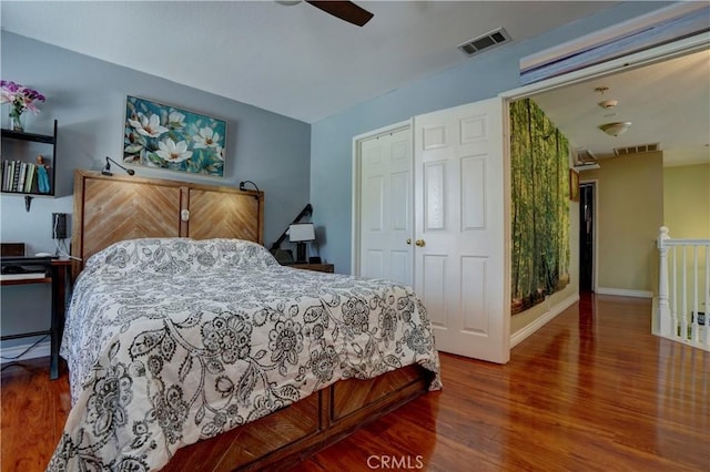 1808 Cave St, Redlands, CA 92374 - bedroom featuring wood finished floors, a ceiling fan, and a closet