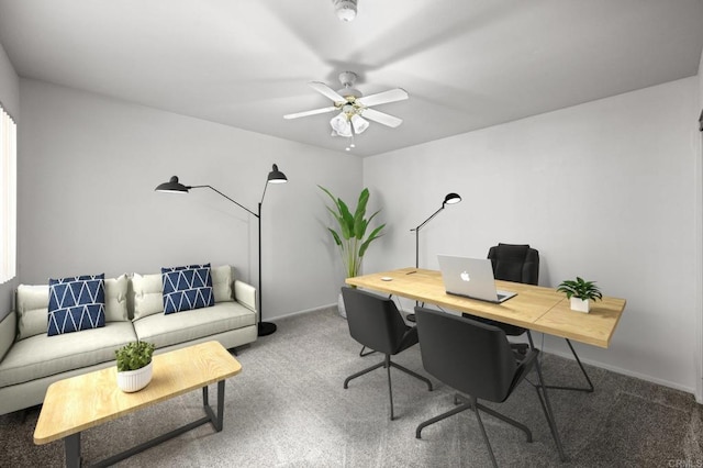 4265 Spoon Bill Way, Oceanside, CA 92057 - carpeted home office with baseboards and a ceiling fan