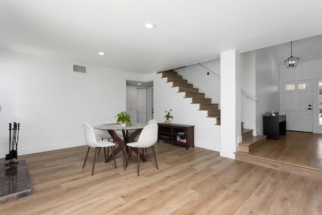 4576 Mariners Bay, Oceanside, CA 92057 - dining room with stairway, light wood-style floors, and recessed lighting