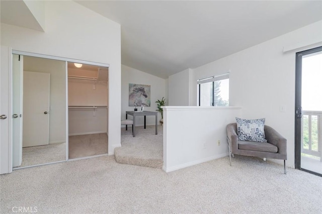 1229 Porto Grande Unit 4, Diamond Bar, CA 91765 - sitting room with lofted ceiling, carpet flooring, and plenty of natural light