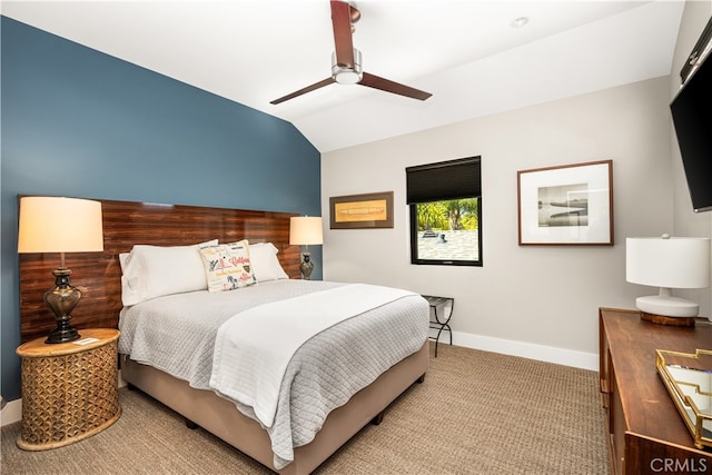 5429 E The Toledo, Long Beach, CA 90803 - carpeted bedroom with vaulted ceiling and a ceiling fan