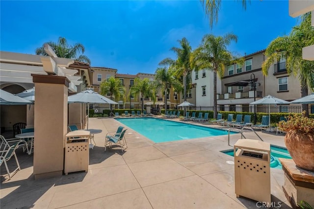 8036 Picasso, Stanton, CA 90680 - community pool with a patio area and a residential view
