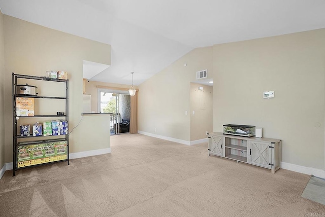 3665 Grove St Unit 271, Lemon Grove, CA 91945 - unfurnished living room with lofted ceiling and carpet floors