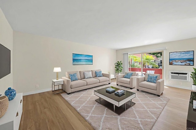 8649 Lake Murray Blvd Unit 4, San Diego, CA 92119 - living room featuring wood finished floors and a wall mounted air conditioner