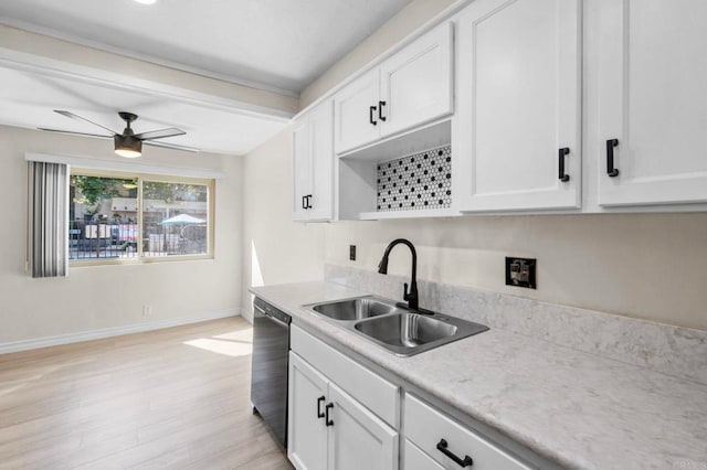 8649 Lake Murray Blvd Unit 4, San Diego, CA 92119 - kitchen featuring dishwasher, light countertops, white cabinetry, light wood-type flooring, and open shelves