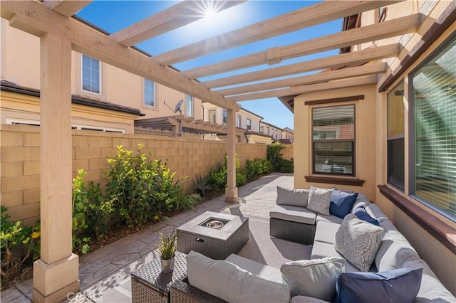 112 Velvet Leaf, Irvine, CA 92620 - fenced backyard featuring an outdoor living space with a fire pit, a pergola, and a patio area