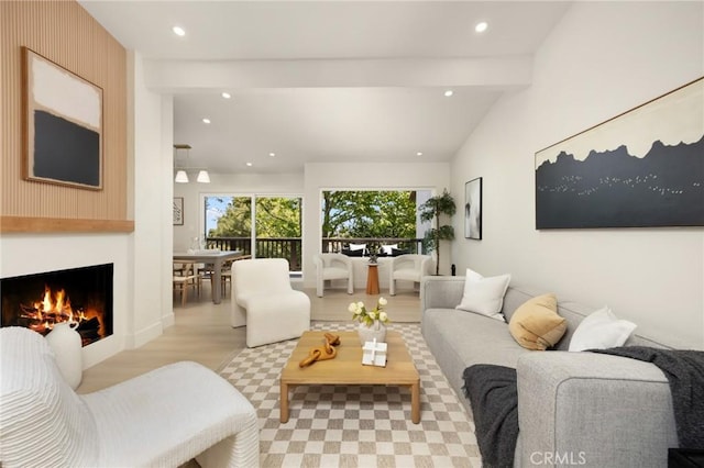45 Oaktree Ln, Rolling Hills Estates, CA 90274 - living area with light wood-type flooring, a fireplace, and recessed lighting