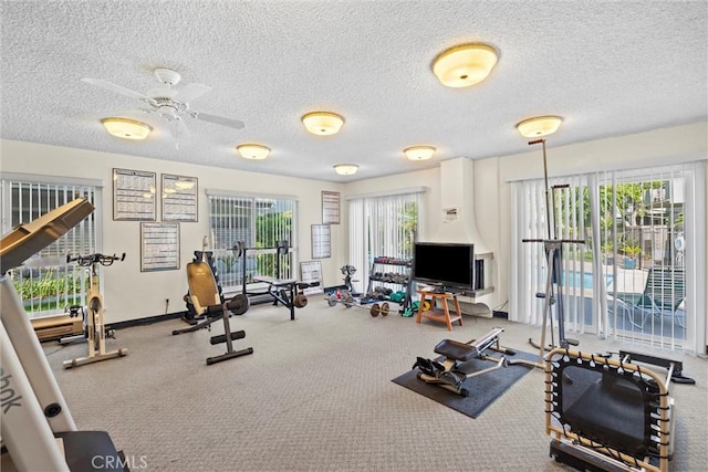 5160 Atherton Unit 73, Long Beach, CA 90815 - workout area with a ceiling fan and a textured ceiling