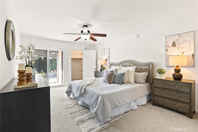 560 N Brea Blvd Unit 24, Brea, CA 92821 - bedroom with carpet floors, access to exterior, and a ceiling fan