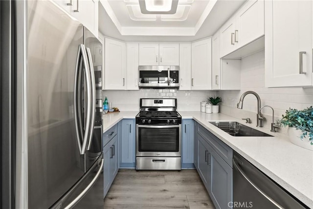 560 N Brea Blvd Unit 24, Brea, CA 92821 - kitchen with stainless steel appliances, light wood-style flooring, white cabinets, tasteful backsplash, and light countertops