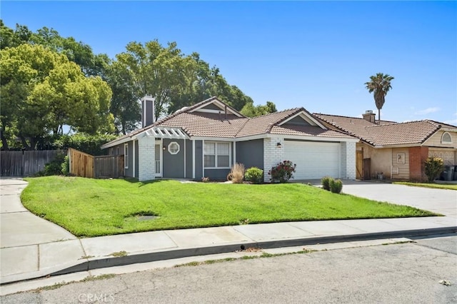 1422 Deborah Pl, Beaumont, CA 92223 - single story home featuring a tile roof, driveway, an attached garage, and a chimney