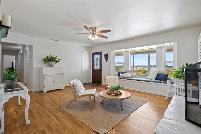 4187 County Road M, Orland, CA 95963 - living room with a ceiling fan and light wood-style flooring