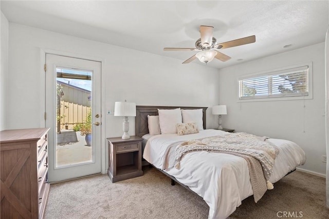 4187 County Road M, Orland, CA 95963 - bedroom featuring access to exterior, light colored carpet, and a ceiling fan