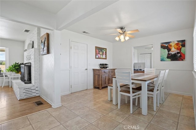 4187 County Road M, Orland, CA 95963 - dining room with ceiling fan and a fireplace