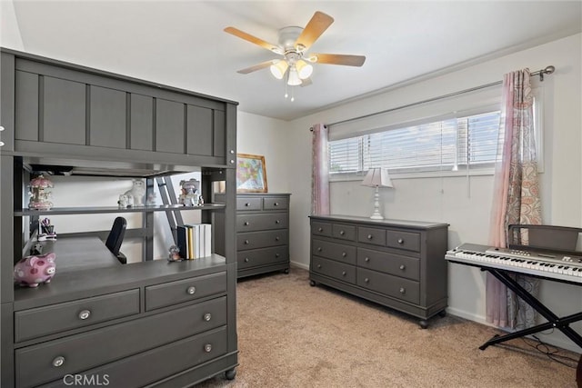 4187 County Road M, Orland, CA 95963 - bedroom with light carpet, an office area, and a ceiling fan