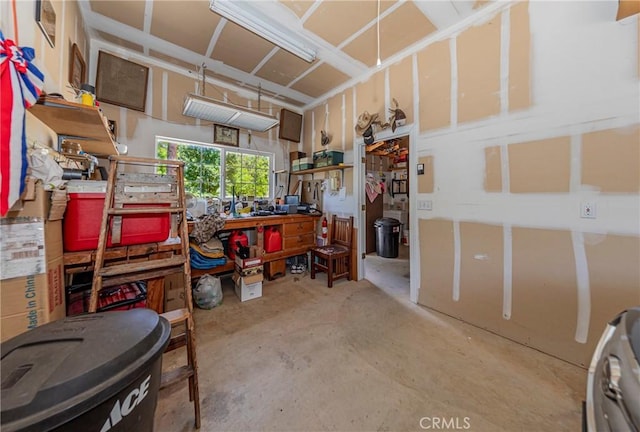 53235 Finegold Creek Ct, North Fork, CA 93643 - miscellaneous room featuring a workshop area and unfinished concrete floors