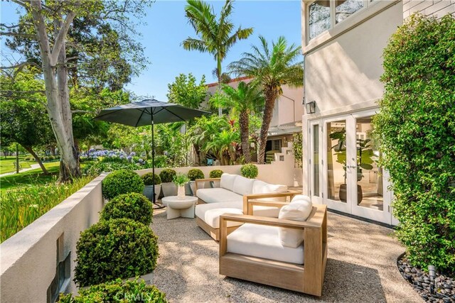 417 Vista Suerte, Newport Beach, CA 92660 - view of patio / terrace featuring french doors and an outdoor living space