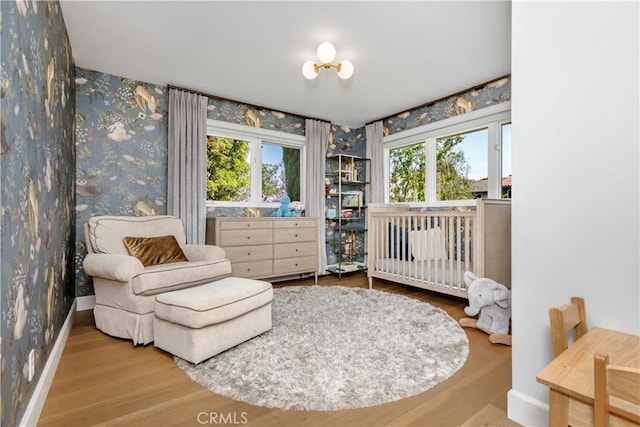 417 Vista Suerte, Newport Beach, CA 92660 - bedroom with multiple windows, wood finished floors, and wallpapered walls