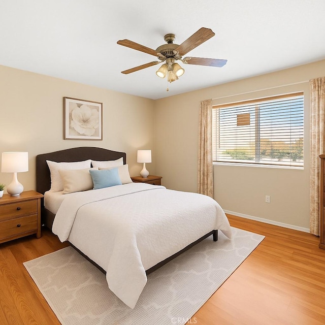 21756 Tussing Ranch Rd, Apple Valley, CA 92308 - bedroom with light wood-style flooring and ceiling fan