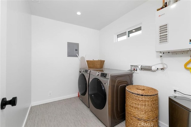 6242 E Pageantry St, Long Beach, CA 90808 - laundry area with electric panel, separate washer and dryer, light carpet, and recessed lighting