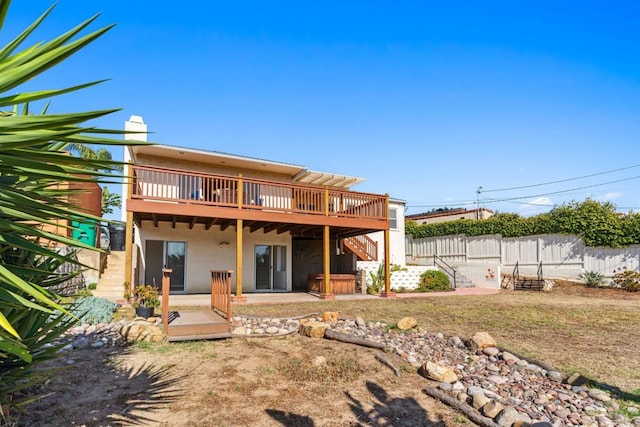 5038 Hastings Rd, San Diego, CA 92116 - rear view of property with stairs, a deck, and stucco siding