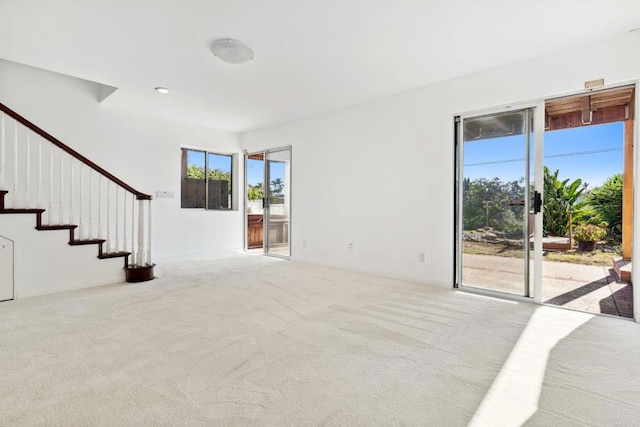5038 Hastings Rd, San Diego, CA 92116 - unfurnished living room featuring carpet and stairs