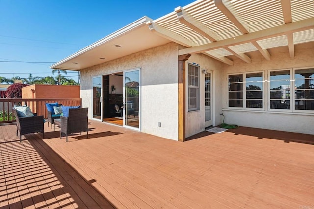 5038 Hastings Rd, San Diego, CA 92116 - deck featuring an outdoor hangout area and a pergola