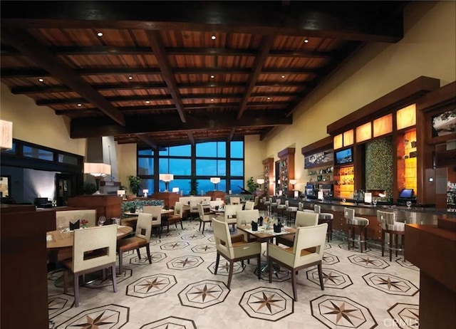 1849 Eucalyptus Rd, Nipomo, CA 93444 - lobby with a wood ceiling with exposed beams and a high ceiling