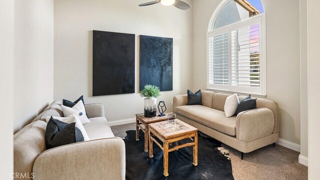 1849 Eucalyptus Rd, Nipomo, CA 93444 - living room featuring carpet floors and a ceiling fan