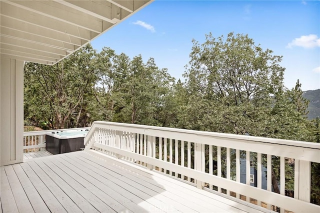 30260 Gremlin Ct, Running Springs, CA 92382 - wooden terrace with a hot tub