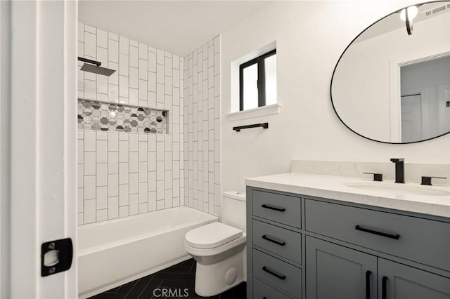 30260 Gremlin Ct, Running Springs, CA 92382 - full bathroom featuring vanity, washtub / shower combination, and tile patterned floors