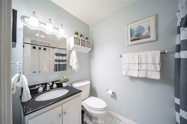 232 7th St, Seal Beach, CA 90740 - bathroom with vanity, a shower with shower curtain, and tile patterned flooring