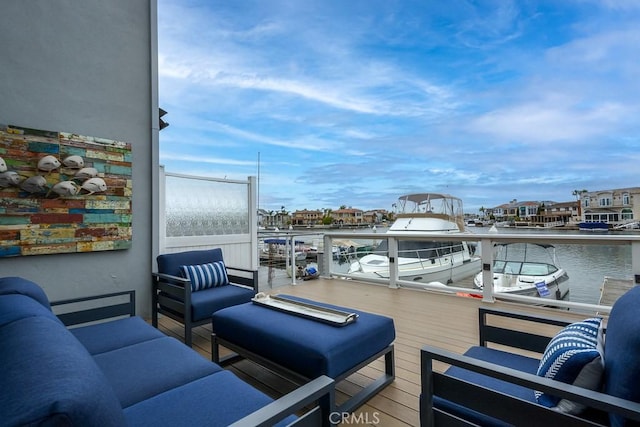 4073 Aladdin Dr, Huntington Beach, CA 92649 - deck with an outdoor hangout area and a water view