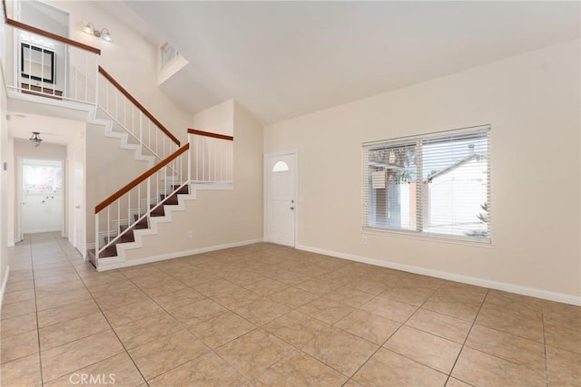 17571 Shamrock Ave, Fontana, CA 92336 - entryway featuring stairway and light tile patterned flooring