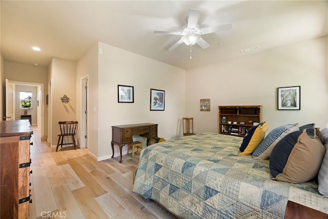 10 Harmony Park Cir, Chico, CA 95973 - bedroom with light wood-style flooring, recessed lighting, and ceiling fan