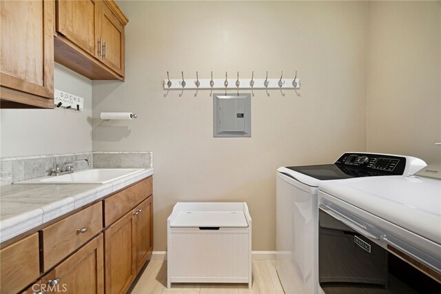 10 Harmony Park Cir, Chico, CA 95973 - washroom with electric panel, washer and clothes dryer, and cabinet space