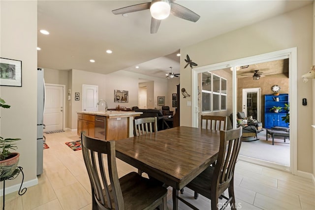 10 Harmony Park Cir, Chico, CA 95973 - dining room with a ceiling fan and recessed lighting