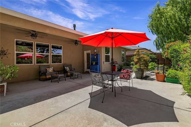 10 Harmony Park Cir, Chico, CA 95973 - view of patio / terrace with a ceiling fan and outdoor dining space