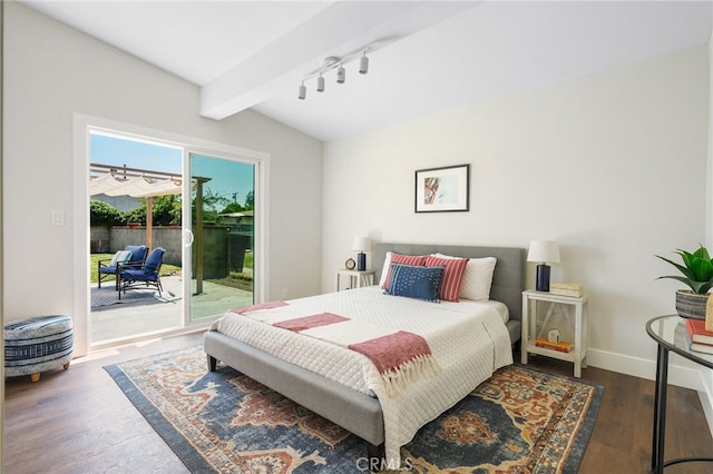 112 W Norwood Pl, San Gabriel, CA 91776 - bedroom with access to outside, wood finished floors, and rail lighting