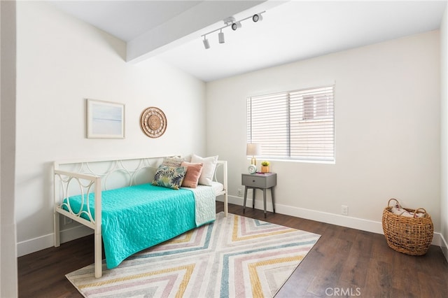 112 W Norwood Pl, San Gabriel, CA 91776 - bedroom with wood finished floors, track lighting, and beamed ceiling