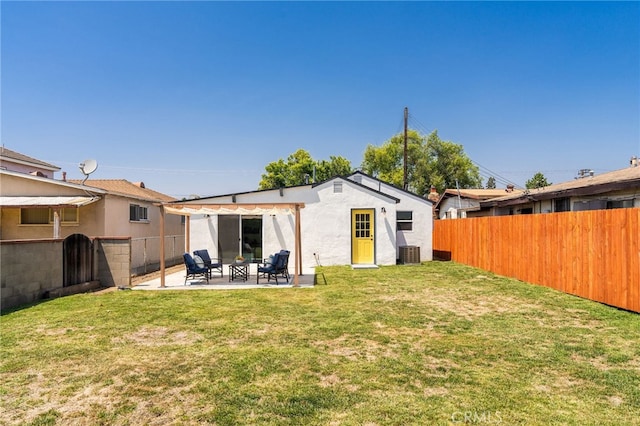 112 W Norwood Pl, San Gabriel, CA 91776 - back of house with a fenced backyard, a patio area, and stucco siding