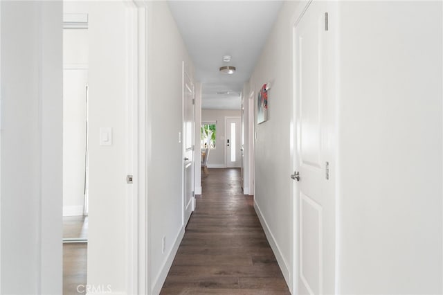 112 W Norwood Pl, San Gabriel, CA 91776 - hallway with dark wood-style flooring and baseboards