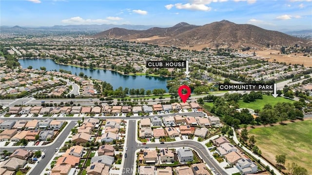 29273 Caravel Dr, Menifee, CA 92585 - aerial view of property's location featuring nearby suburban area and a water and mountain view