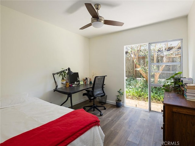 2049 Avenida Aprenda, Rancho Palos Verdes, CA 90275 - bedroom with wood finished floors, access to outside, and a ceiling fan
