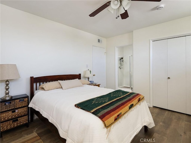 2049 Avenida Aprenda, Rancho Palos Verdes, CA 90275 - bedroom featuring dark wood-style flooring, a closet, and ceiling fan