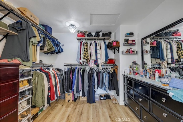2578 Bryce Ct, Colton, CA 92324 - spacious closet with attic access and wood finished floors