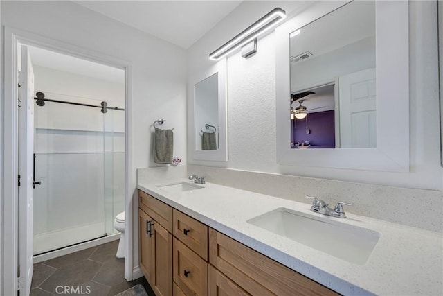 2578 Bryce Ct, Colton, CA 92324 - bathroom with double vanity, a shower stall, and tile patterned floors