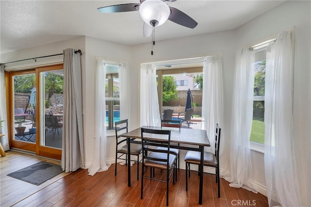 2578 Bryce Ct, Colton, CA 92324 - dining space featuring healthy amount of natural light, wood finished floors, and a ceiling fan
